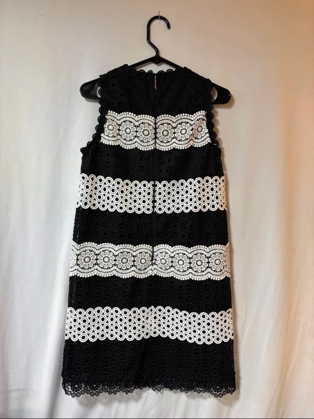 kate spade Black and white floral dot lace shift lined dress size 0 NWT